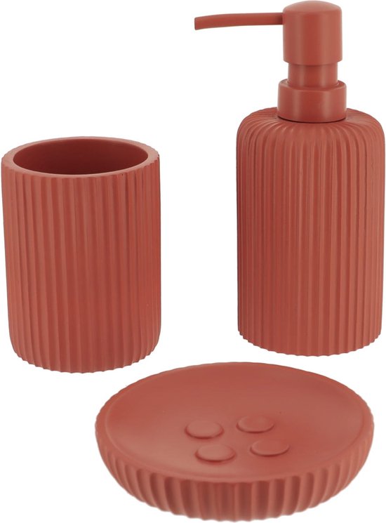 Tendance WC-Bürste – Gestreift, Aus Polyresin, In Terracotta-Farbe, Stylisches Badezimmer-Accessoire