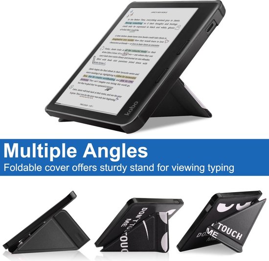 e-Reader Hoesje Origami Book Case met Wake/Sleep-functie - Kobo Libra Colour Hoesje - Don't Touch van iMoshion — afbeelding 5