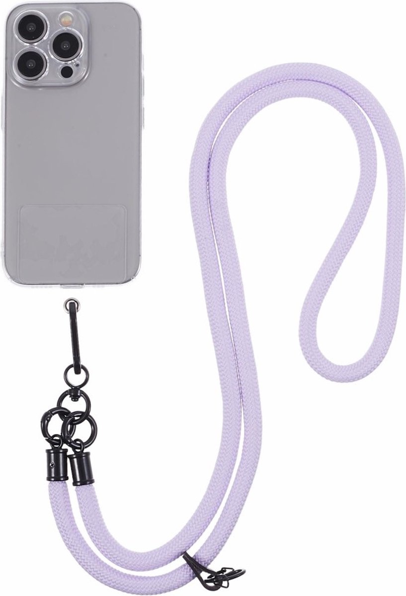 Coverup Crossbody Telefoonkoord 120cm met Sleutelhanger - 8mm Nylon Koord - Lavendel