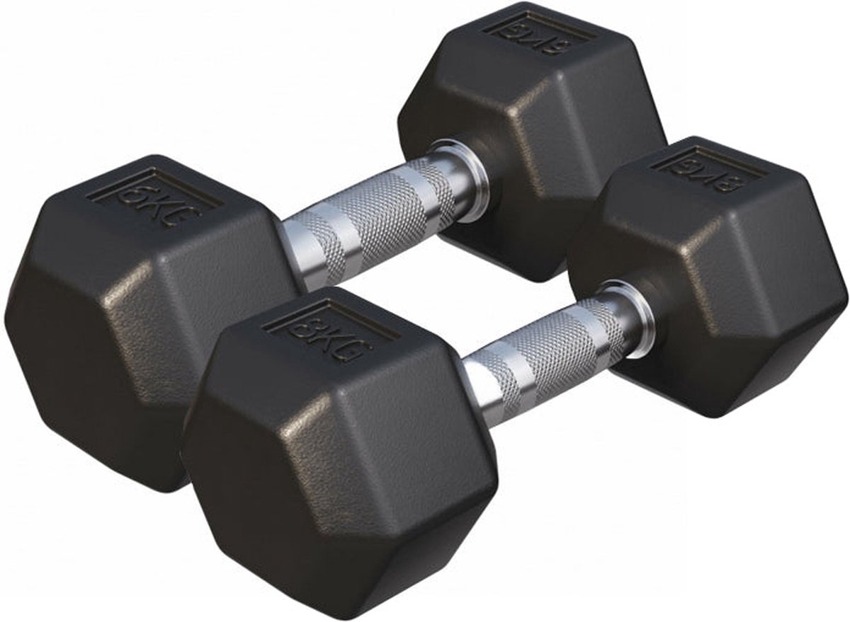Gorilla Sports Dumbbels - Set 14 kg - 6 & 8 kg - Hexagon - Gietijzer
