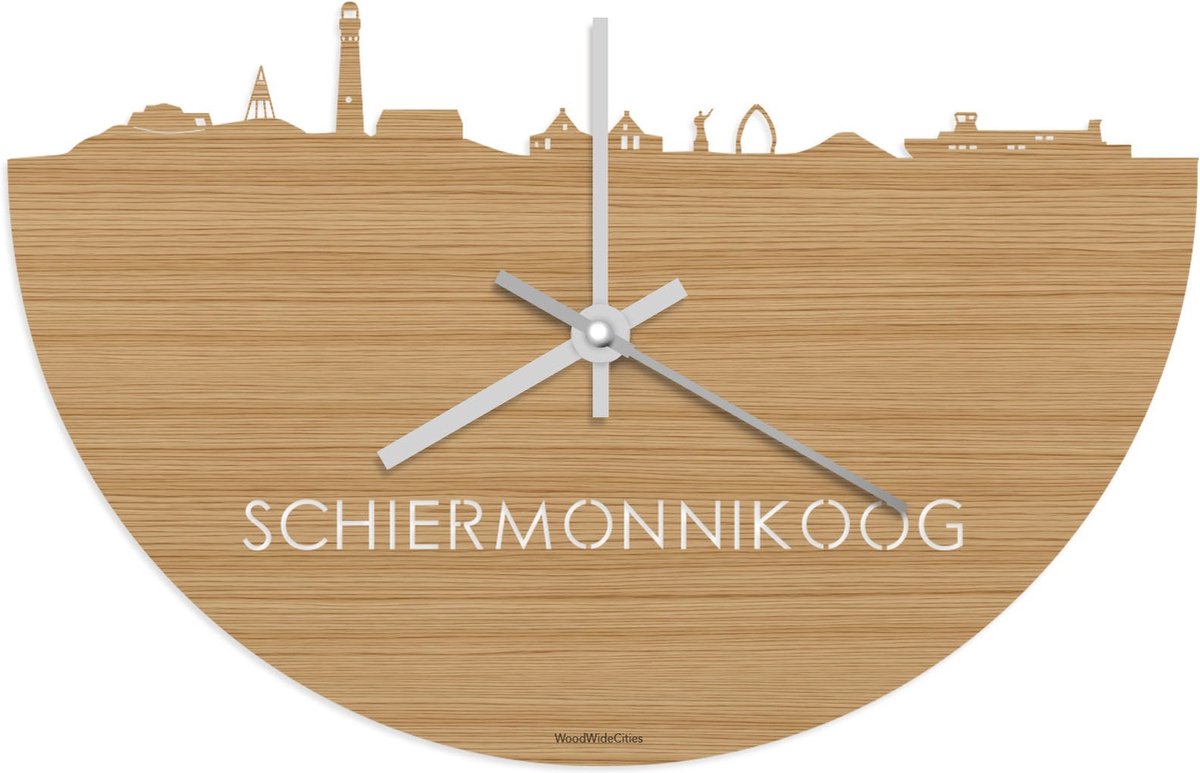 Skyline Klok Schiermonnikoog Bamboe hout - Ø 40 cm - Stil uurwerk - Wanddecoratie - Meer steden beschikbaar - Woonkamer idee - Woondecoratie - City Art - Steden kunst - Cadeau voor hem - Cadeau voor haar - Jubileum - Trouwerij - Housewarming -