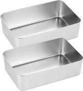 Rechthoekige bakvorm set van 2 - broodbakvorm roestvrij staal - geschikt voor brood en cake - vaatwasmachinebestendig - gezond - 135 x 105 x 55 cm