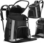 Springos Sac à dos pour Animaux domestiques - Sac à dos de voyage - Sac de transport - Sac de transport - Animaux domestiques - Chat - 15 KG - 38 x 34 x 26 cm - Zwart