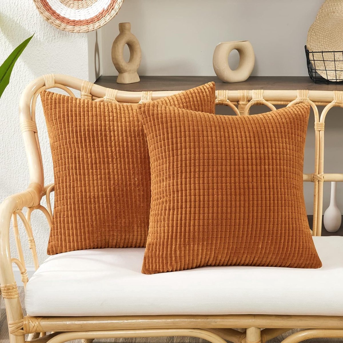 Kussenhoes decoratief kussenovertrek super zachte kussenslopen decoratie voor bank woonkamer 40x40 cm, oranje, set van 2