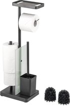 Vrijstaande 4-in-1 Toiletgarnituur met Wc-Borstel en Rolhouder