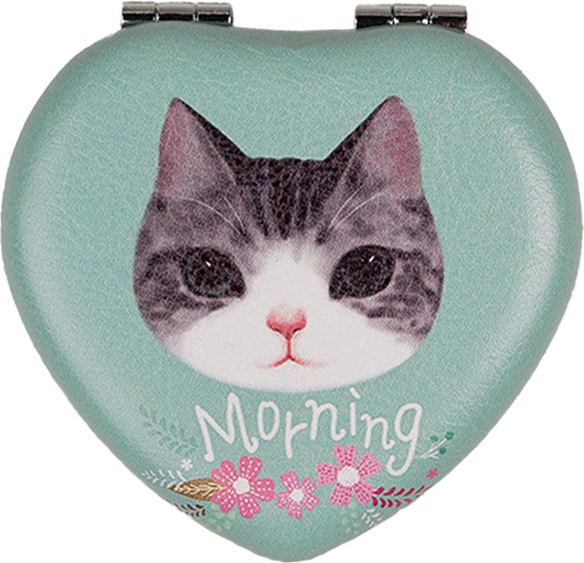 Goedkoopste Clayre & Eef Handspiegel 7x7x2 cm Groen Kunststof Kat