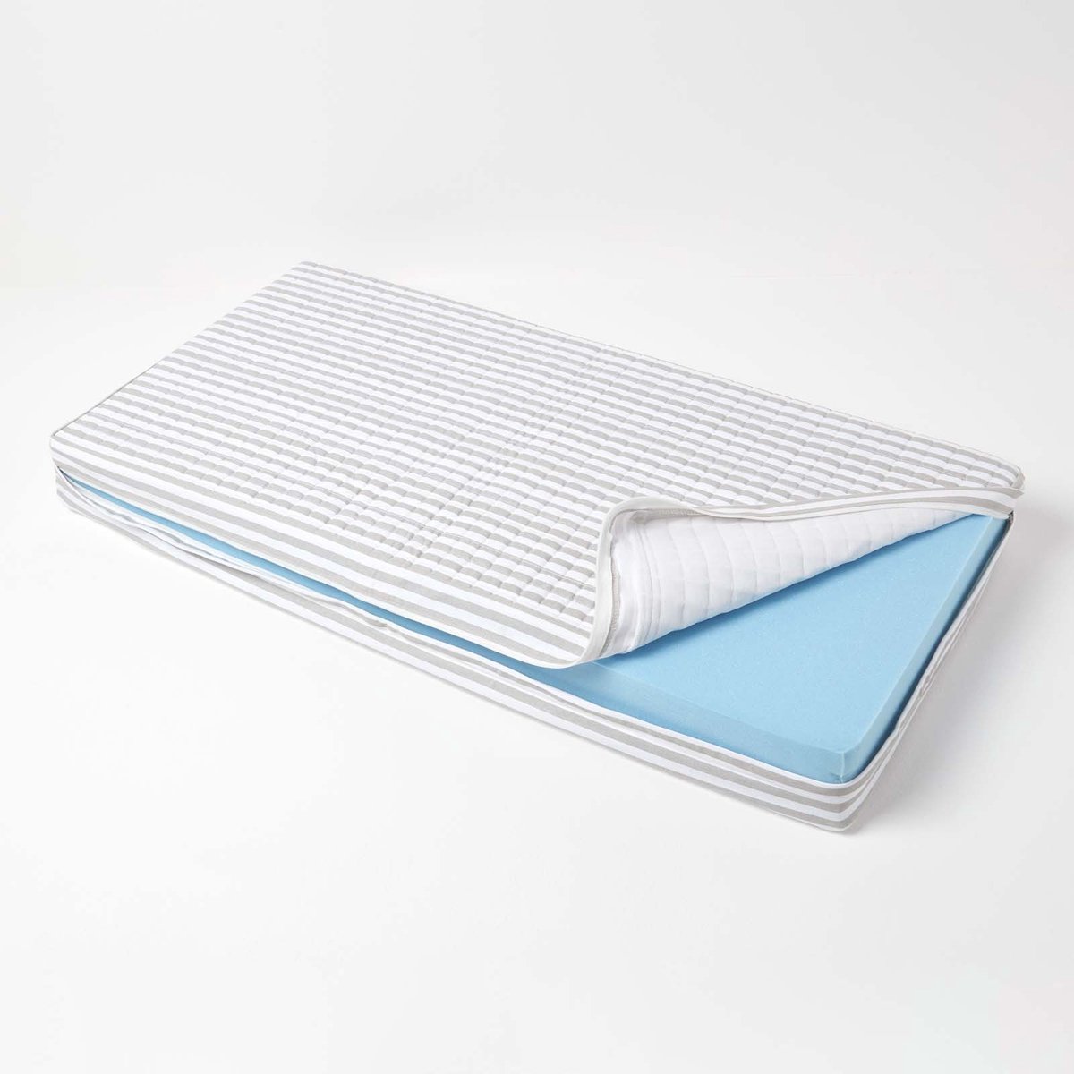 Homescapes katoenen zitkussenhoes grijs en wit voor 2-zits bankkussens, 100 x 50 x 10 cm Grijs-Wit