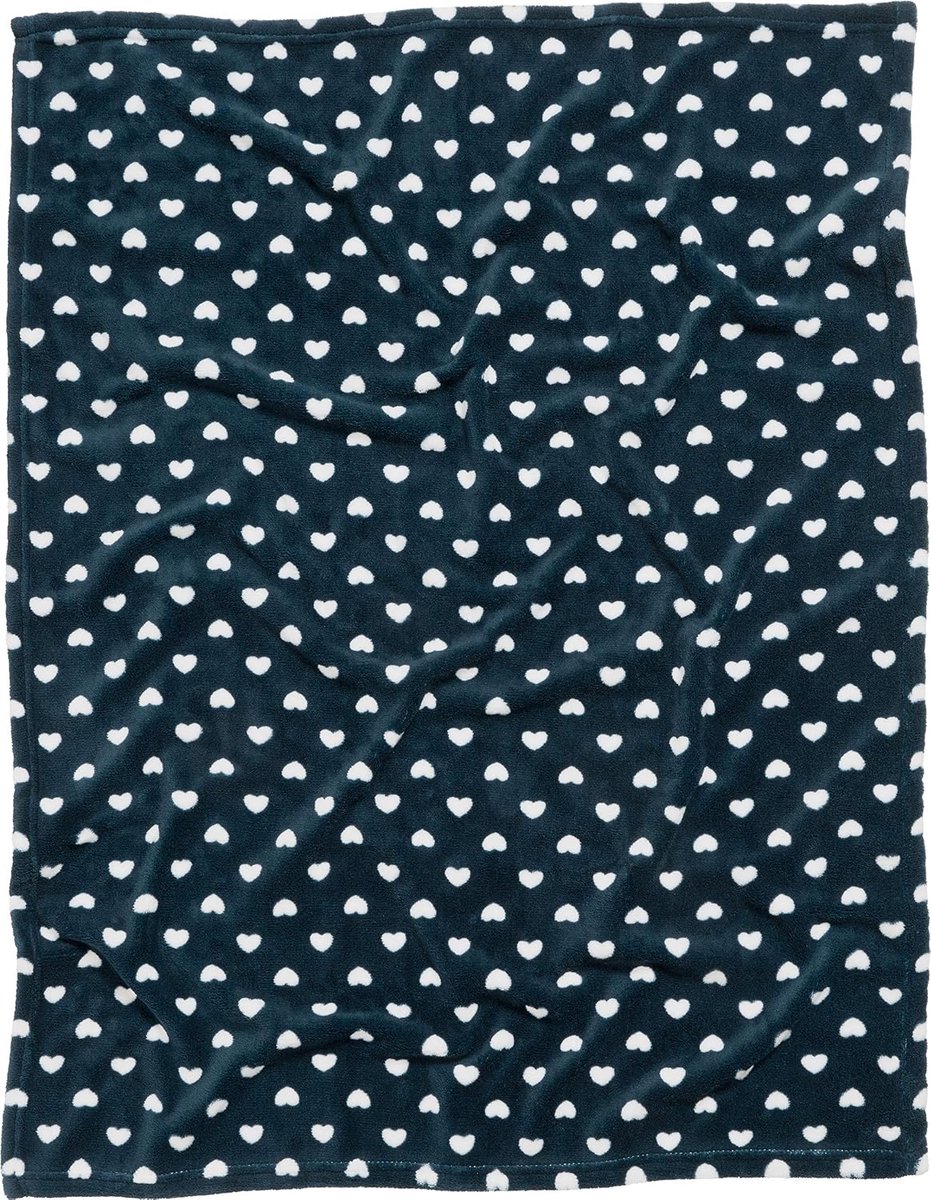 Goodivery ® Zachte en Veelzijdige Fleece Babydeken met Hartjesmotief in Blauw