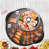 WizBay Premium Select® 2 in 1 Dual Aziatische Shabu HotPot - Hot pot - Funcooking - 1 Bouillon Gedeelten - Grill - Gourmetten - Fondue - 3 tot 5 personen - 1200W - Anti Aanbak Laag - Rond 38cm