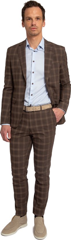 Convient - Strato Toulon Suit Wool Check Brown - Taille 50 - Coupe slim