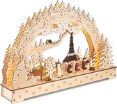 BRUBAKER 3D Lichtboog, Kaarsboog Met Ledkaarsen, Kerstmarkt 2024 Kerstverlichting Van Natuurlijk Hout 31 X 41 11 Cm Handbeschilderde Figuren Kerstdecoratie Voor Tafel En Raam 1020602861