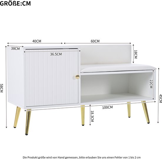 Meerveil Schoenbank met zitting, opbergbank met opklapbare lade en open opbergruimte, houten industriële stijl voor hal, 100 x 52 x 30 cm (b x h x d), wit Meerveil Schoenbank met zitting, opbergbank met opklapbare lade en open opbergruimte, houten industriële stijl voor hal, 100 x 52 x 30 cm (b x h x d), wit
