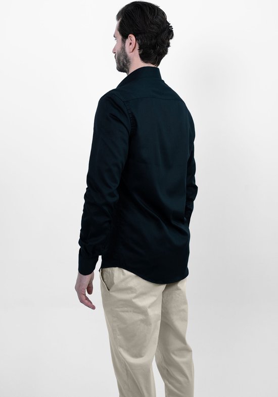 Vercate - Chemise sans repassage - Zwart - Coupe slim - Satin de Katoen - Manches longues - Homme - Taille 39/M