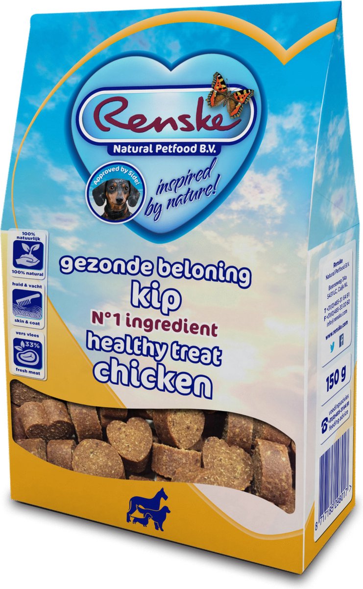 Renske Gezonde Beloning Hartjes Kip - Hondensnack - 150 g