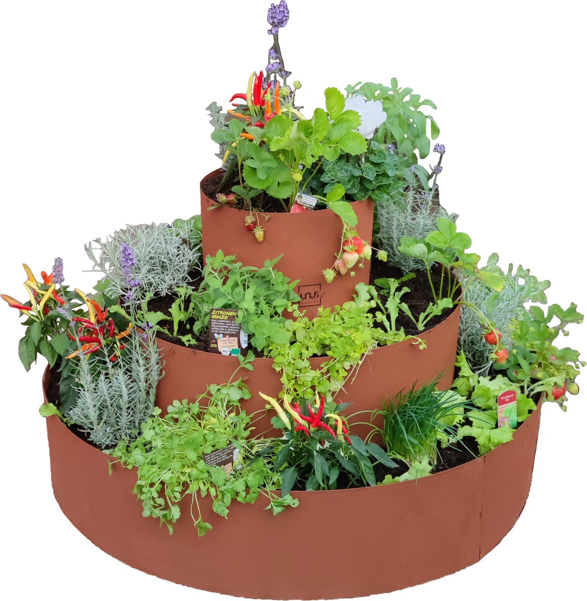 UNUS® Kruiden spiraal piramide in roestlook rond 120cm kruidenbed voor terras en tuin