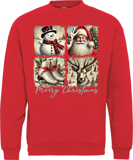 Kersttrui Retro Christmas | Foute Kersttrui Dames Heren | Kerstcadeau | Kerstpakket | Rood | maat XL