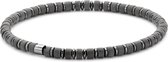 Frank 1967 7FB-0599 Kralen Armband - Heren - Beads - 4 x 2 mm - Mat Agaat - Staal - Rekbaar - 19 cm - Antraciet