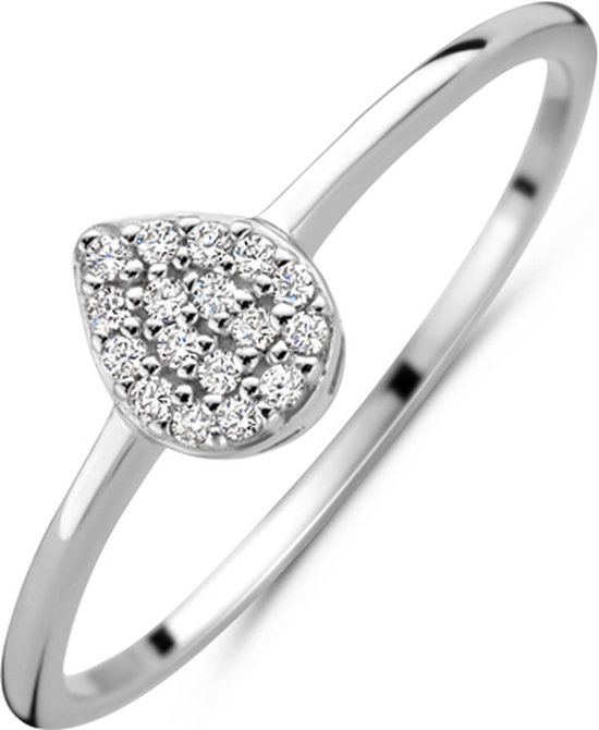 New Bling 9NB-0702-50 Ring Argent - Femme - Pierres Zircone - Goutte - 6,6 x 5,5 mm - Taille 50 - Rhodium - Argent