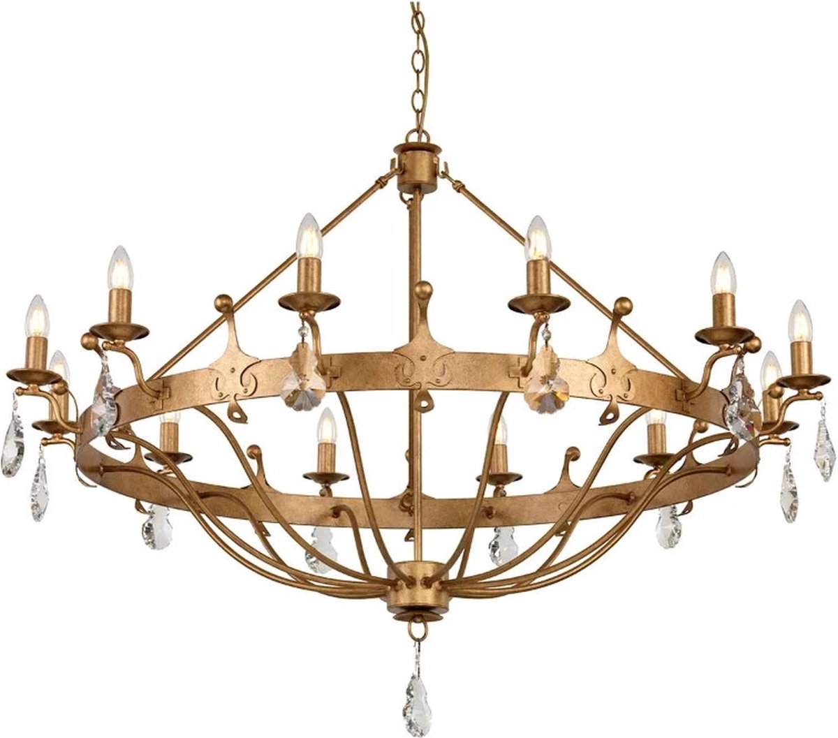 Elstead Lighting LED Kroonluchter | 12X E14 Max 60W | Dimbaar | Gold Patina
