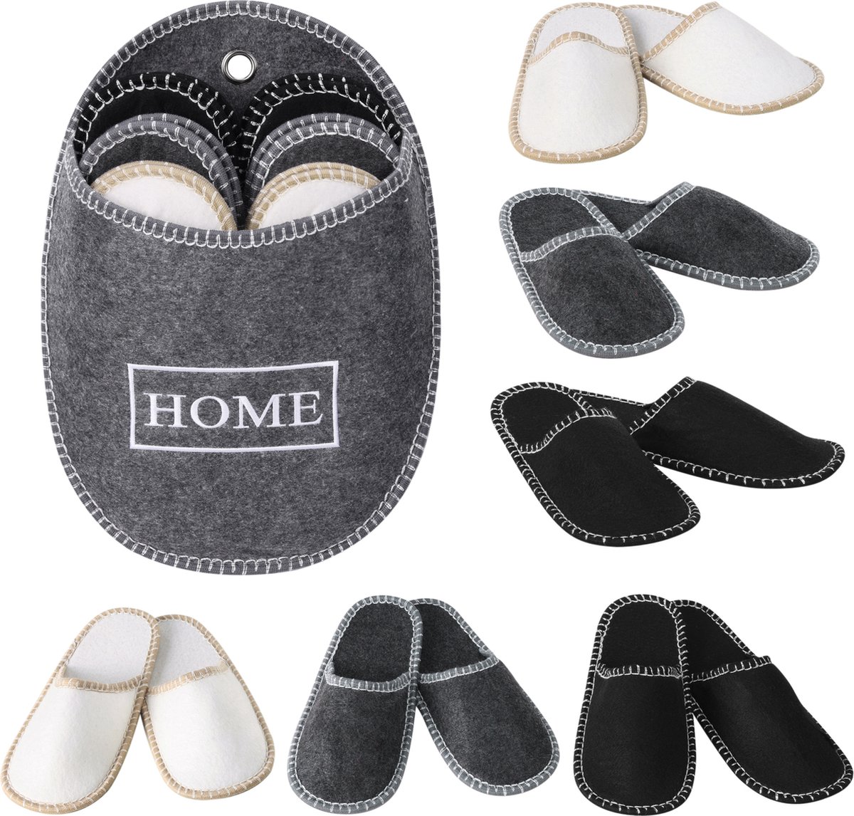 Teceyfeet gasten pantoffels set wasbaar, 6 paar/ 10 paar gastenschlappen uniseks eenvoudig universele maat antislip pantoffels gasten winter schlappen, 43 EU