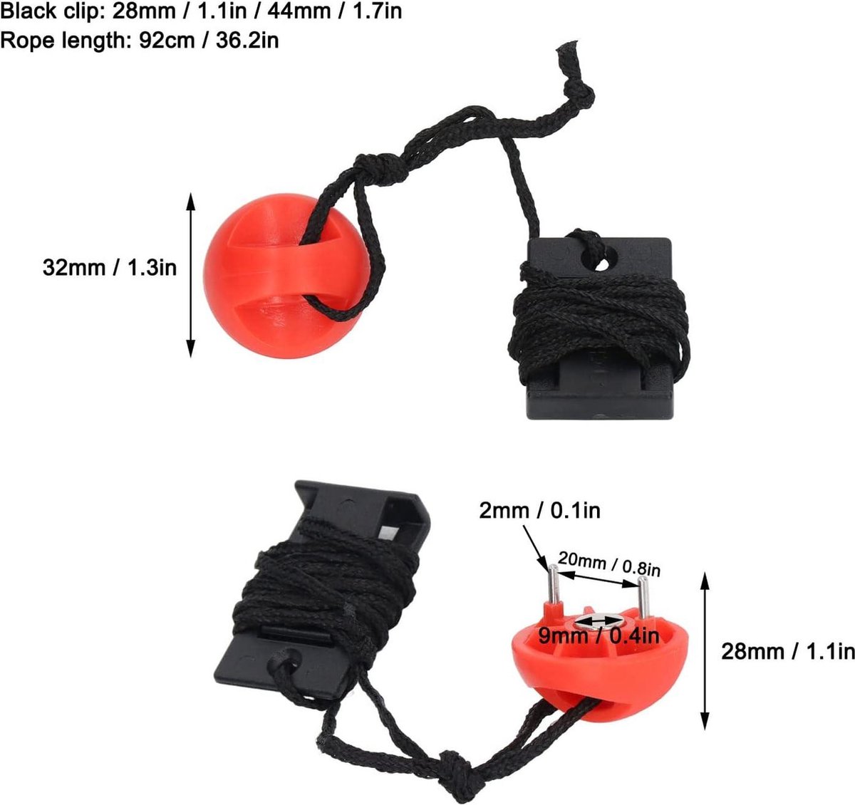 Clé De Sécurité Magnétique Pour Tapis Roulant - Lot De 2 - Arrêt D'Urgence Automatique - Compatible Universel - 9
