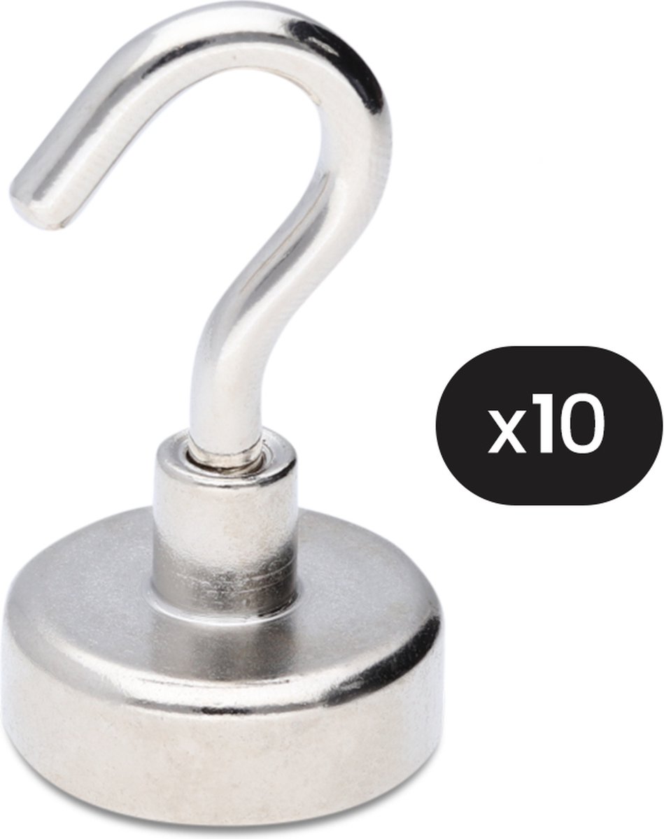 MAGNET OUTLET Magneten Sterk - Haakmagneten Multipack - Ø20mm - M4 Draad - Trekkracht 13 kg - Wit - 10 Stuks