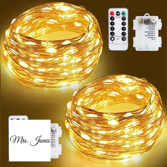 Ciskotu Katoenen bollen lichtsnoer, 20 leds, USB, dimbaar, met