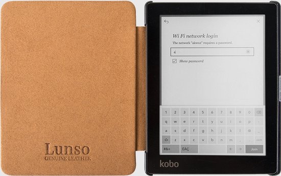 Lunso Geschikt voor Kobo Aura Edition 2 hoes (6 inch) - Leren sleepcover - Cognac van Lunso — afbeelding 5