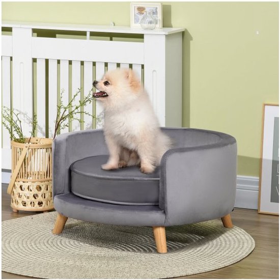 PawHut Dog Sofa Velvet Pet Sofa Cat Sofa with Cushion Dog