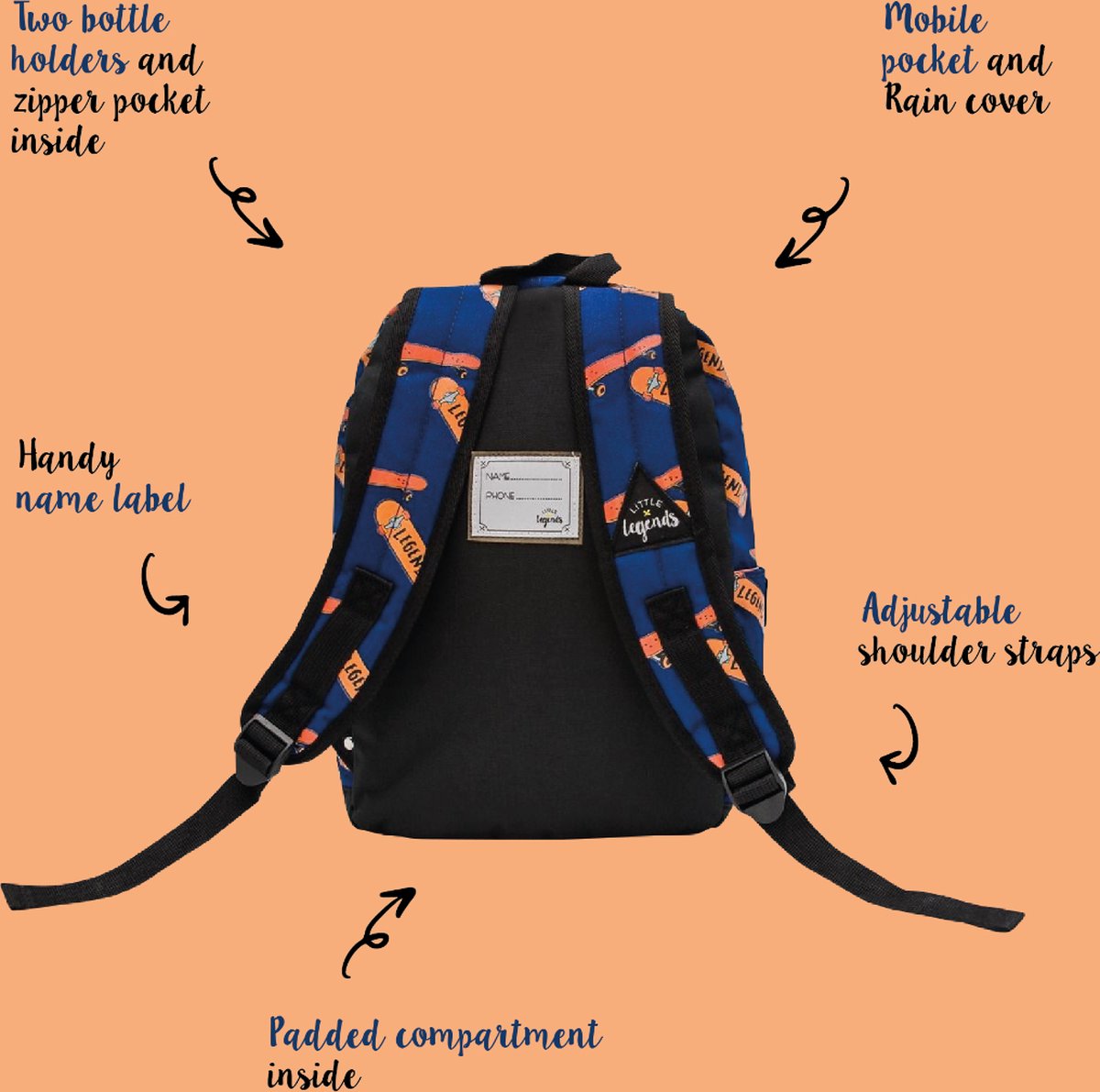 LITTLE LEGENDS BACKPACK L SKATEBOARD — afbeelding 5