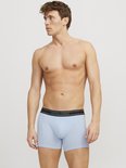 Man in lichtblauwe boxershort met 'JACK & JONES' op de tailleband.