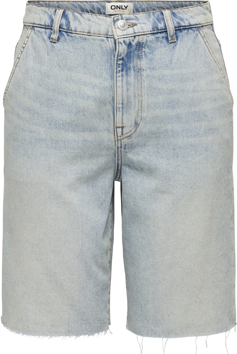 High Waist Denim Shorts Relaxed Fit Wo - Light Blue