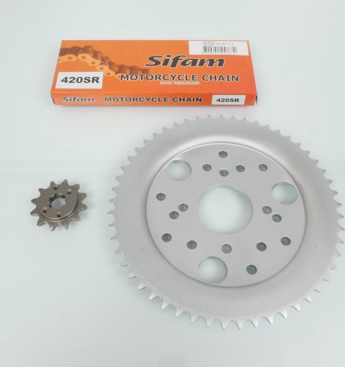 sifam kettingset voor derbi 50 senda r motorfiets 1996 tot 1999 12x53 steek 420 / boring 53mm nieuw