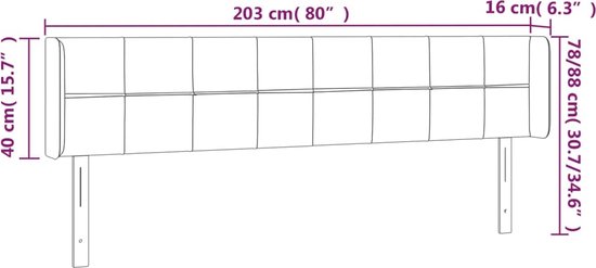 vidaXL Tête de lit LED - 203x16x78/88 cm - Velours - Tête de lit vert foncé - Tête de lit LED - Tête de lit en velours - Appuie-tête confortable - Accessoires de vêtements pour bébé de couchage