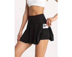 Tennisrok - Tennisrokje met Zak - Tennis Rok - Tennisrokjes - Sportrok - Sport Rok - Sportrokje - Zwart - Maat S/M - SKORTIFY