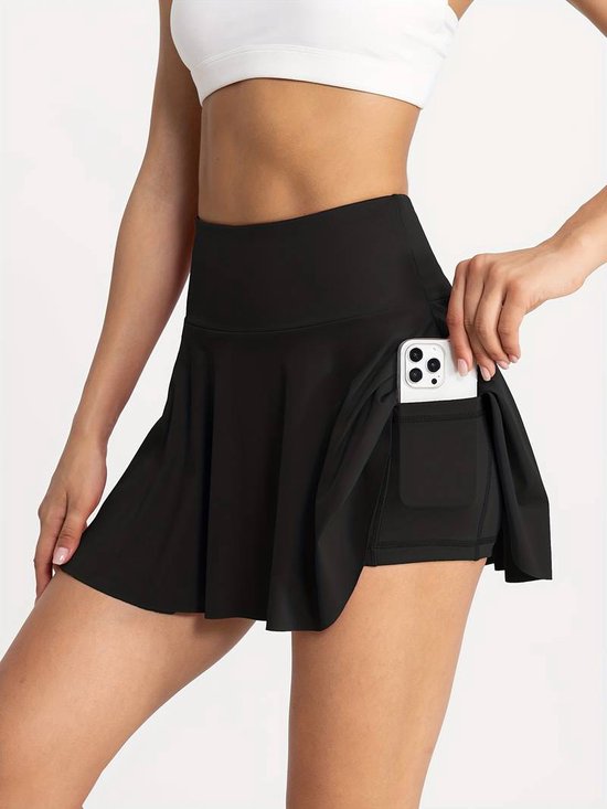 Tennisrok - Tennisrokje met Zak - Tennis Rok - Tennisrokjes - Sportrok - Sport Rok - Sportrokje - Zwart - Maat S/M - SKORTIFY