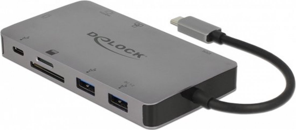 DeLOCK 87735 laptop dock & poortreplicator Bedraad USB 3.2 Gen 1 (3.1 Gen 1) Type-C Grijs
