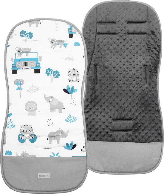 Foto: Springos kinderwagenmatras kinderwagen accessoires katoen polyester dieren meerkleurig 37 x 78 cm