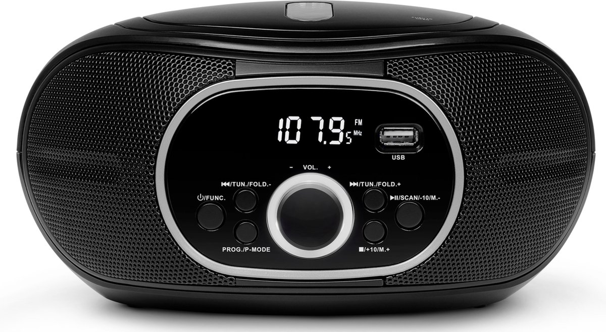 Medion E65711 Boombox met CD/MP3-speler - PLL FM-stereoradio - AUX - USB-aansluiting - 2 x 12 W