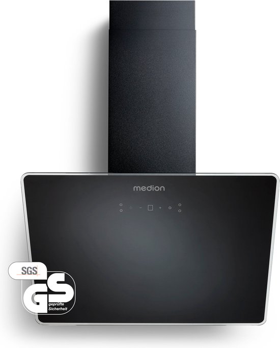 MEDION afzuigkap 60 cm (zonder kop, glas, 3 niveaus, aluminium vetfilter, touchbediening, LED-verlichting, MD37774) zwart