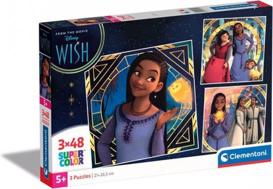 Clementoni - Puzzel - 3x48 Stukjes - Square Disney Wish - Kinderpuzzel ...