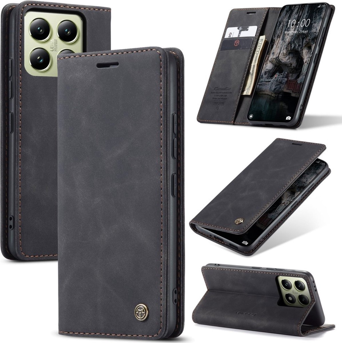 CaseMe Hoesje - Geschikt voor Xiaomi 14T Hoesje - CaseMe 013 Book Case - Zwart