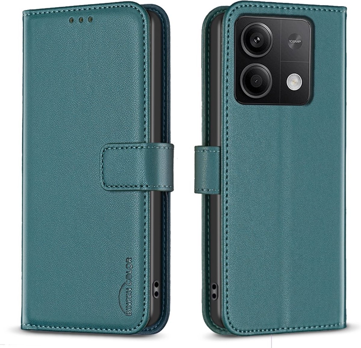 BINFEN Hoesje - Geschikt voor Xiaomi Redmi Note 13 4G Hoesje - BINFEN Book Case - Groen