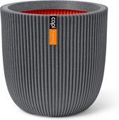 Capi Europe - Bloempot bol Groove NL - 35x34 - Donkergrijs - Opening Ø29 - Bloempot voor binnen en buiten - Levenslang garantie - Breukbestendig - 100% Recyclebaar - CO2 Neutraal geproduceerd - KGVDG932