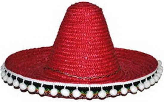 Funny Fashion Mexicaanse sombrero - rood -47 cm - voor volwassenen - verkleed hoeden