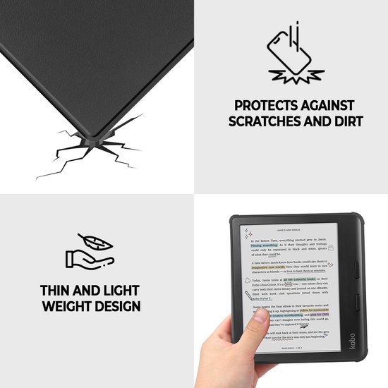 Lunso Geschikt voor Kobo Libra Colour hoes (7 inch) - sleepcover - Zwart van Lunso — afbeelding 4