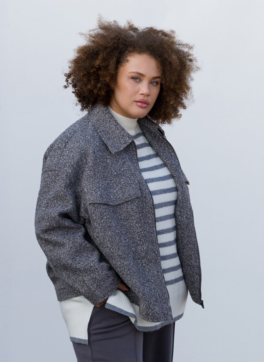 YESTA Selma Tops - Off White/Light Grey - maat 2(50)