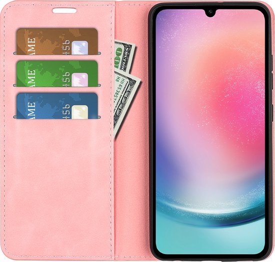 Coque pour Samsung Galaxy A16 - MobyDefend Luxe Wallet Bookcase (fermeture magnétique) - Rose - Étui pour téléphone portable - Étui de téléphone Convient pour : Samsung Galaxy A16