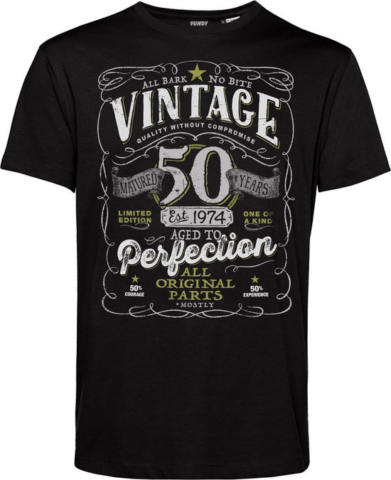 T-shirt Vintage 50s | 50 jaar abraham sarah | verjaardag cadeau voor mannen | Zwart | maat XL