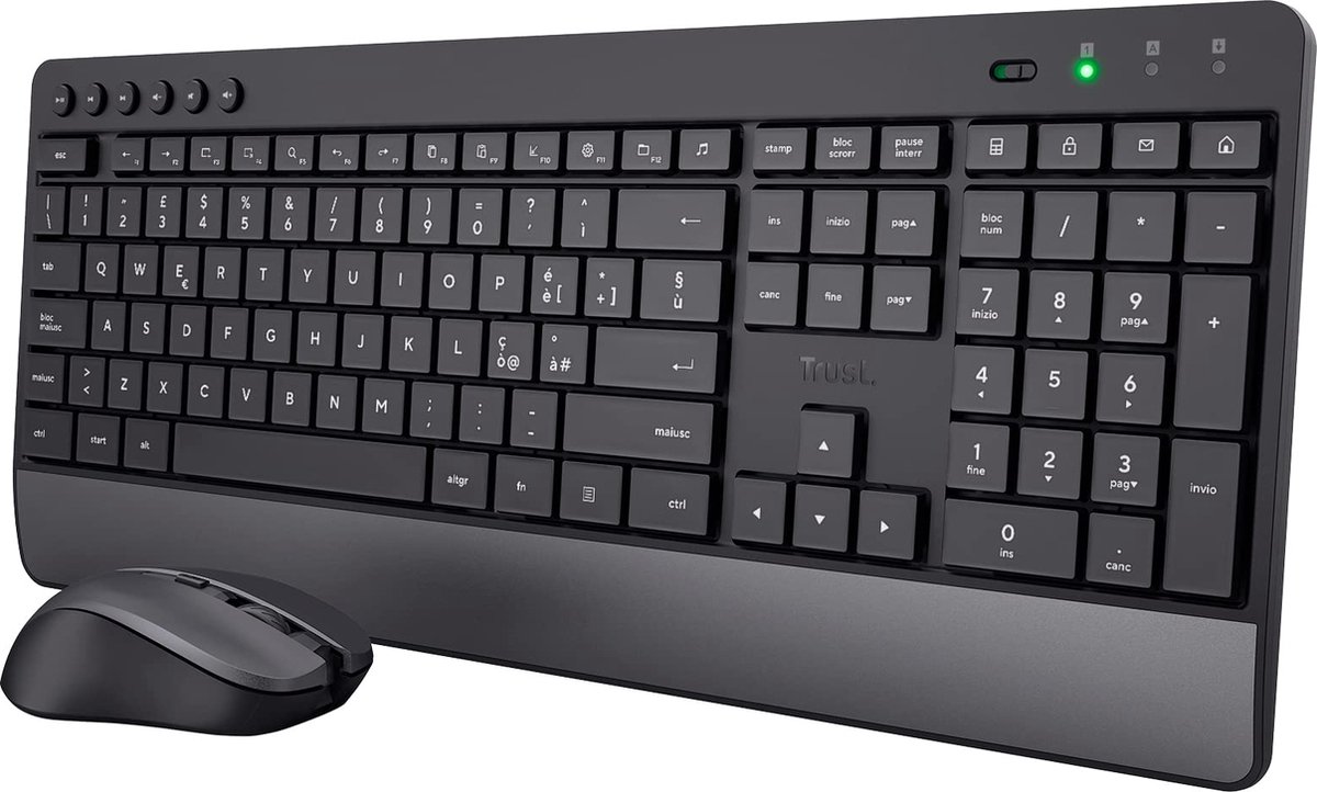 Trust Trezo toetsenbord Inclusief muis RF Draadloos QWERTY Italiaans Zwart